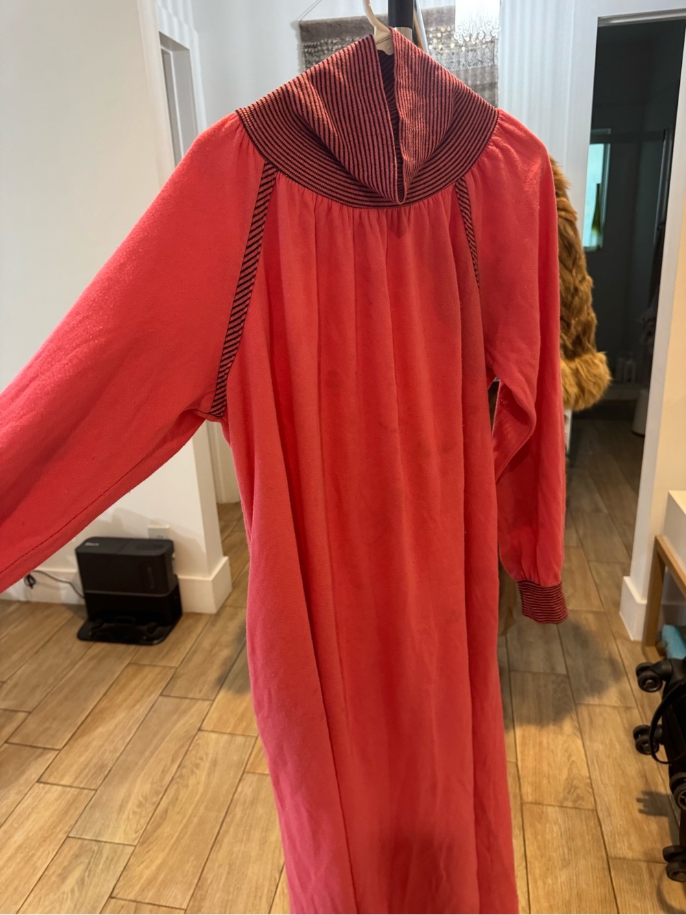 Cozy Coral Hooded Long-Sleeve Nightgown